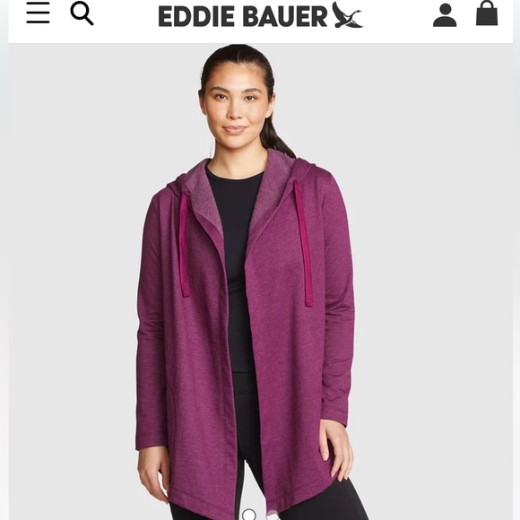 Eddie Bauer Tops - NWT‎ Eddie Bauer Women's Camp Fleece Dark Purple Hoodie Wrap Size Small